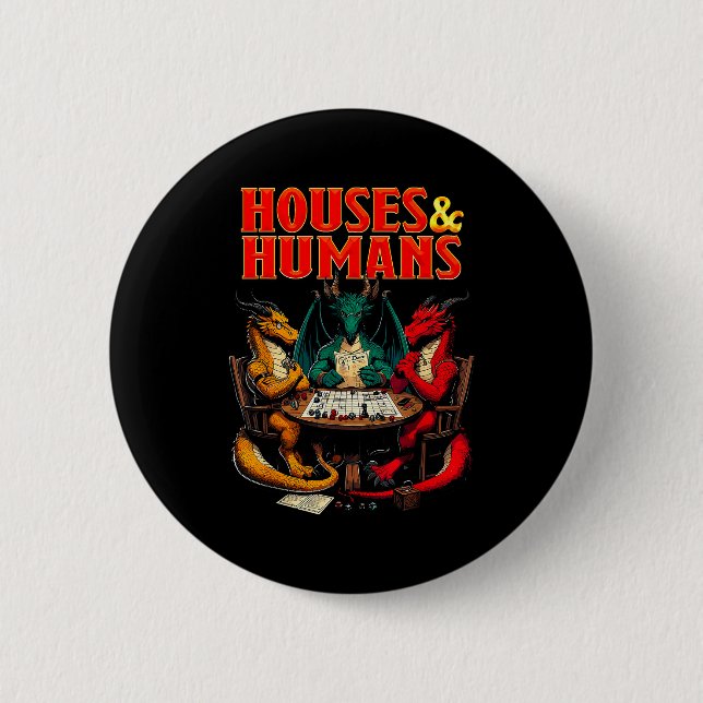 Häuser Und Menschen Lustiges Tischplatten-Rpg-Würf Button (Vorderseite)