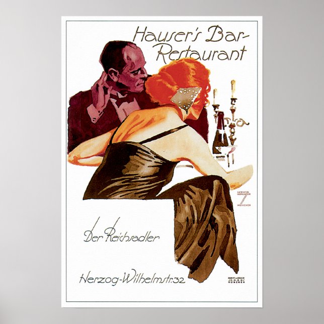Hauser's Bar Restaurant Vintage Küche Poster (Vorne)