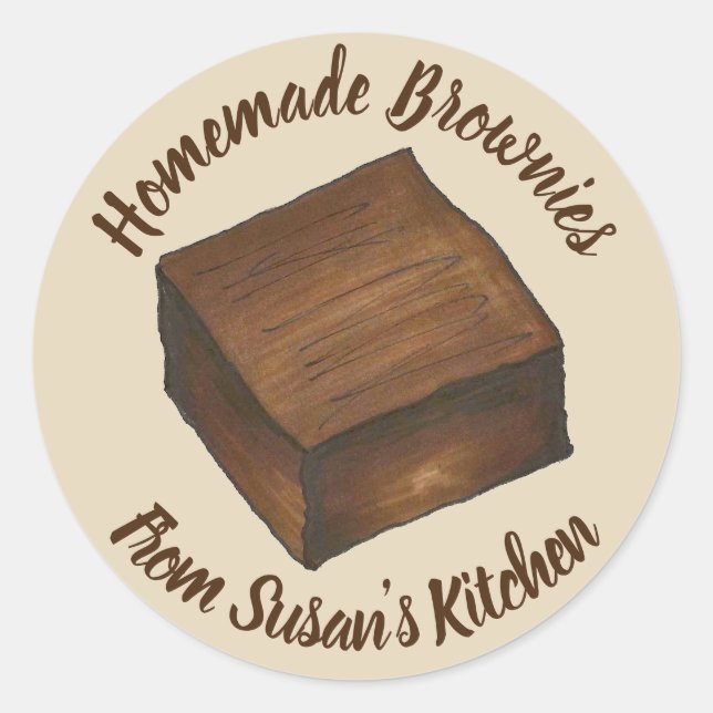 Hausgebratene Brownies Personalisiert gebacken von Runder Aufkleber (Vorderseite)