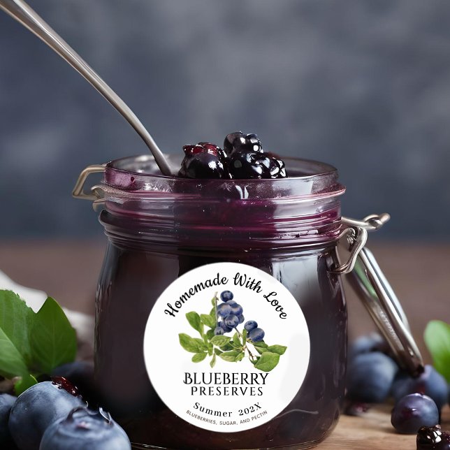 Hausgemacht mit Liebe Blueberry bleibt Sommer202X Runder Aufkleber (Von Creator hochgeladen)