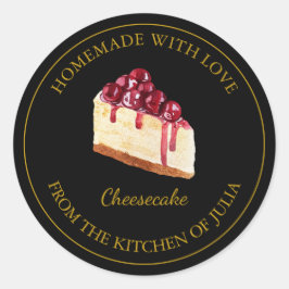 hausgemacht mit Liebe Cheesecake Label | Schwarz Runder Aufkleber