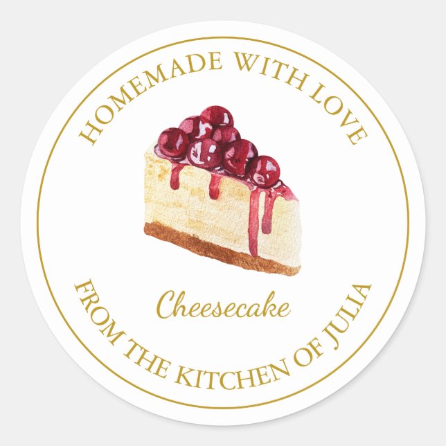 hausgemacht mit Liebe Cheesecake Label | weiß Runder Aufkleber (Vorderseite)