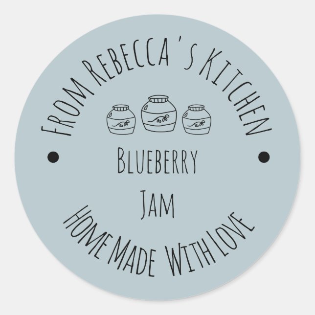 Hausgemacht mit Liebe Dusty Blue | Jam Canning Lab Runder Aufkleber (Vorderseite)