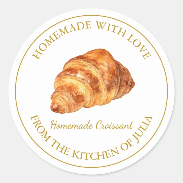 Hausgemacht mit Liebe Frische Croissants | weiß Runder Aufkleber (Vorderseite)