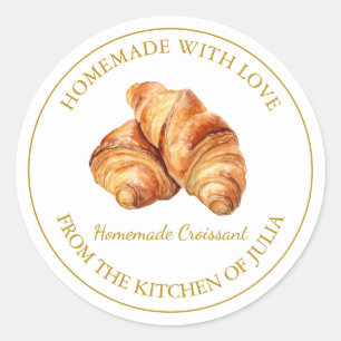 Hausgemacht mit Liebe Frische Croissants weiß Runder Aufkleber