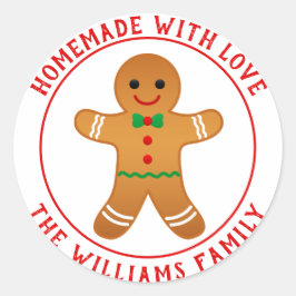 Hausgemacht mit Liebe - Gingerbrei Mann Weihnachte Runder Aufkleber