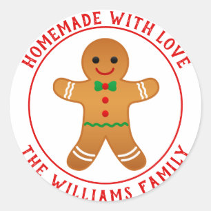 Hausgemacht mit Liebe - Gingerbrei Mann Weihnachte Runder Aufkleber