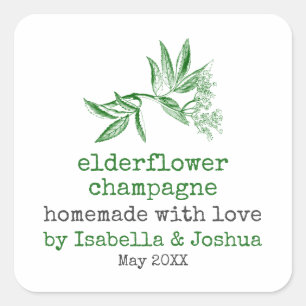 Hausgemacht mit Liebe Holunderblüten Champagner Et Quadratischer Aufkleber