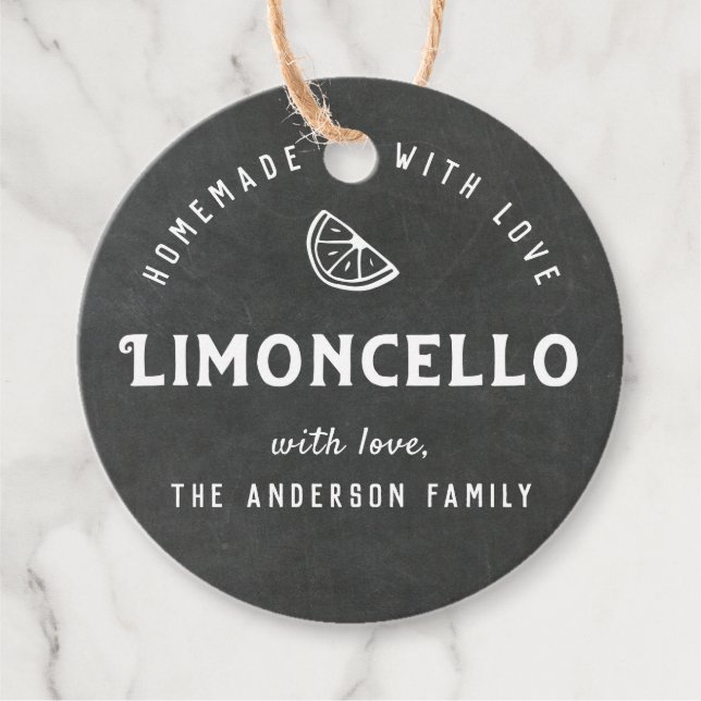Hausgemacht mit Liebe Limoncello Moderne Chalkboar Geschenkanhänger (Vorderseite)