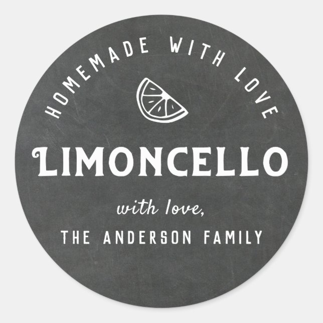 Hausgemacht mit Liebe Limoncello Moderne Chalkboar Runder Aufkleber (Vorderseite)
