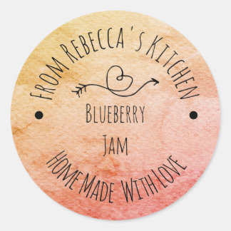 Hausgemacht mit Liebe-Orangenfarben-Jam Canning Runder Aufkleber