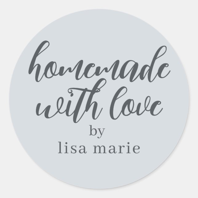 hausgemacht mit Liebe Personalisiert Pastell Blue  Runder Aufkleber (Vorderseite)