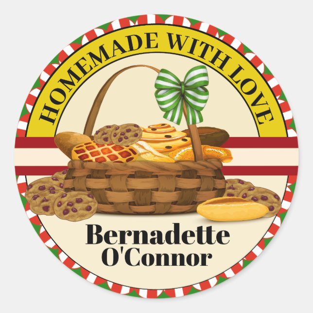 hausgemacht mit Liebe Runder Aufkleber (Vorderseite)