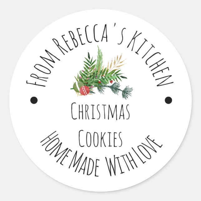 Hausgemacht mit Liebe Rustikale Weihnachtskekse Runder Aufkleber (Vorderseite)