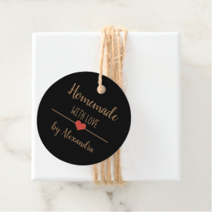 Hausgemacht mit Liebe Schwarz-Gold-Schrift Gunst T Geschenkanhänger