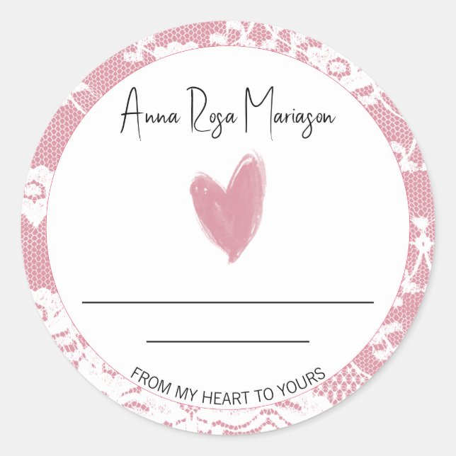 *~hausgemachte AP30 Pink Heart Lace Generic Runder Aufkleber (Vorderseite)