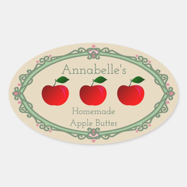Hausgemachte Applet-Buttermarke Ovaler Aufkleber (Vorderseite)