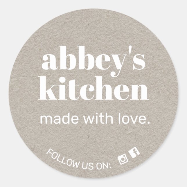 Hausgemachte Backwaren tragen Ihr Logo in Grau Kra Runder Aufkleber (Vorderseite)
