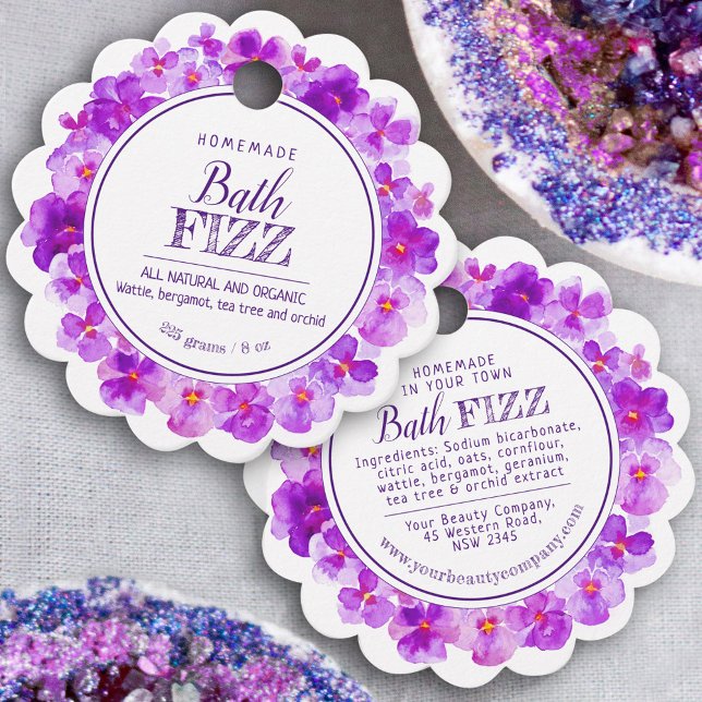 Hausgemachte Badezimmerpansie lila weiß Geschenkanhänger (Von Creator hochgeladen)