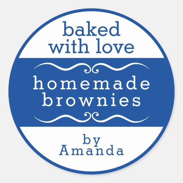 Hausgemachte Baked Goods Brownie Classic Round Sti Runder Aufkleber (Vorderseite)