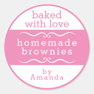Hausgemachte Baked Goods Brownie Klassischer Runda Runder Aufkleber