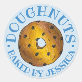 Hausgemachte Blueberry Cake Doughnut gebacken von Runder Aufkleber