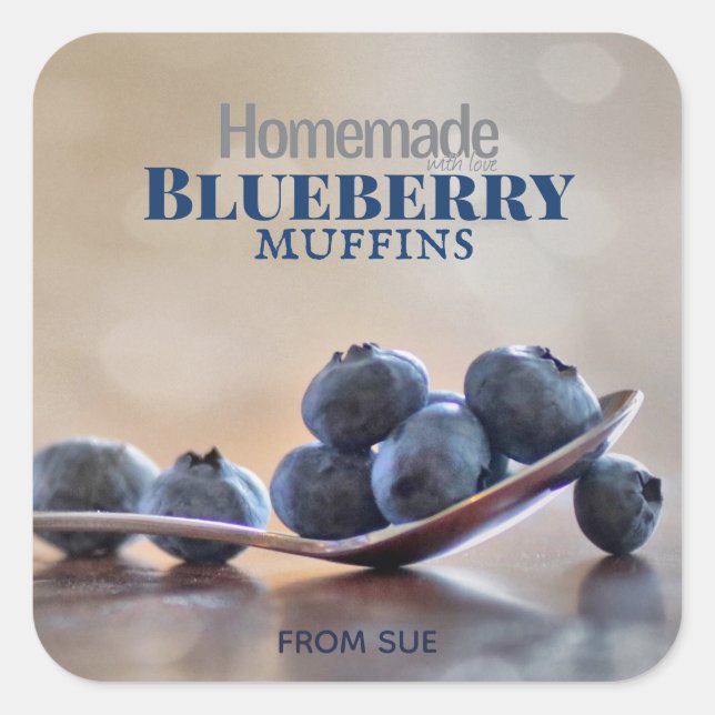 Hausgemachte Blueberry Muffins mit Liebe Stickers (Vorderseite)