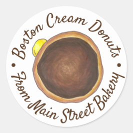 Hausgemachte Boston Cream Donut Doughnut Bäckerei  Runder Aufkleber