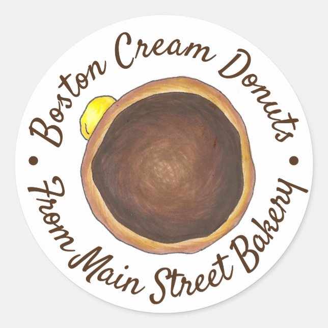Hausgemachte Boston Cream Donut Doughnut Bäckerei  Runder Aufkleber (Vorderseite)