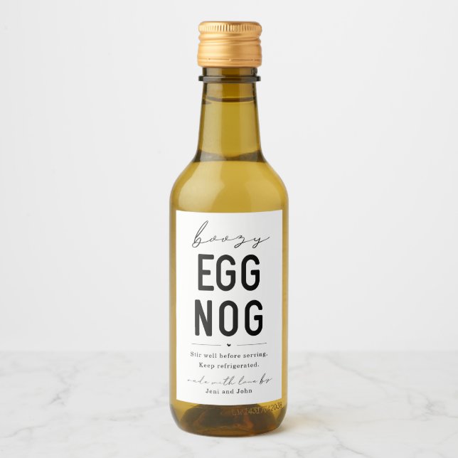hausgemachte Bozy Eggnog Flaschenetikett Weinetikett (Vorderseite)