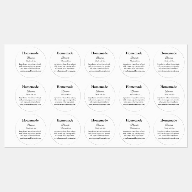 Hausgemachte Brwonie mit Liebe ergänzen Text-Websi Etiketten (Blatt)