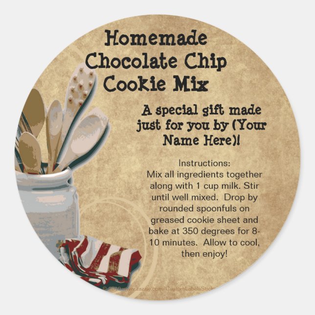 Hausgemachte Cookie Mix Geschenk Jar Labels, Perso Runder Aufkleber (Vorderseite)