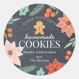 Hausgemachte Cookies Blumenkhalkartentouren Runder Aufkleber