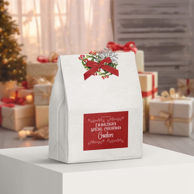 Hausgemachte Crackers Ästhetik Rot Lebensmitteletikett (Von Creator hochgeladen)