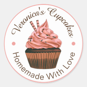 hausgemachte Cupcakes mit Liebe Lachs und Brot Runder Aufkleber