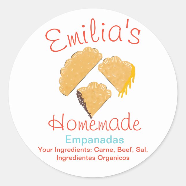 Hausgemachte Empanadas Business Handgezeichnete Ku Runder Aufkleber (Vorderseite)