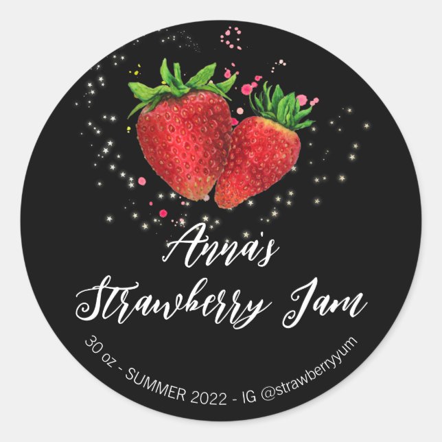 *~* Hausgemachte Erdbeere AP30 Jam Jelly Preserve Runder Aufkleber (Vorderseite)
