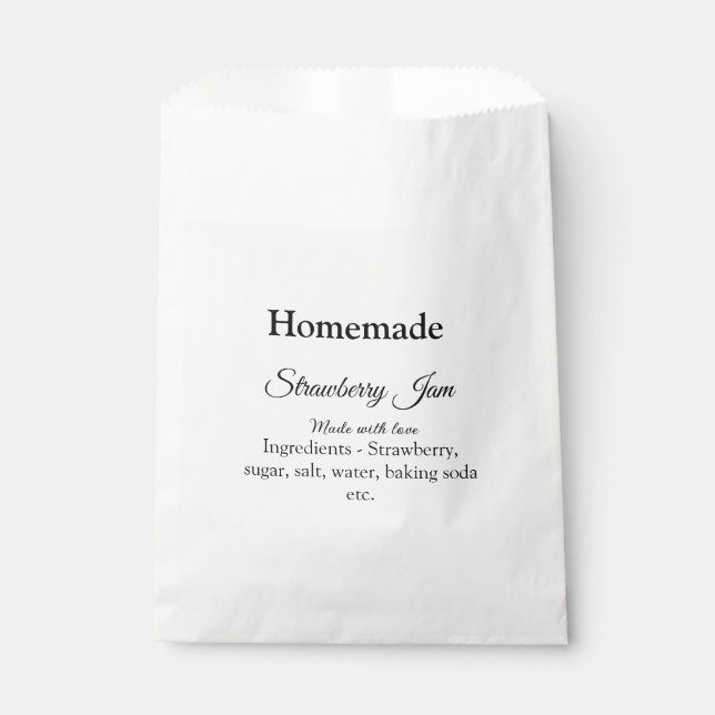 Hausgemachte Erdbeermarmelade mit Liebe fügen Text Geschenktütchen (Vorderseite)