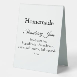 Hausgemachte Erdbeermarmelade mit Liebe fügen Text Tischaufsteller