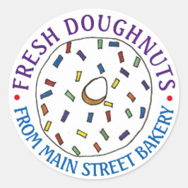 Hausgemachte, frische Donuts Doughnüsse, gebacken  Runder Aufkleber