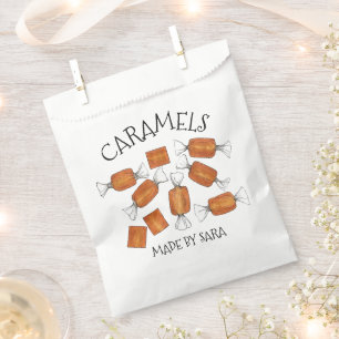 Hausgemachte, gesalzene Caramels-Süßigkeiten, von Geschenktütchen