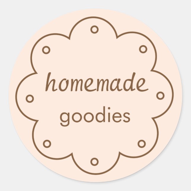 Hausgemachte Goodies mit Scallope-Edge Circle Runder Aufkleber (Vorderseite)