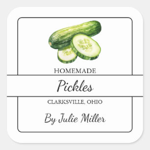 Hausgemachte Gurken Pickles Square Label Quadratischer Aufkleber