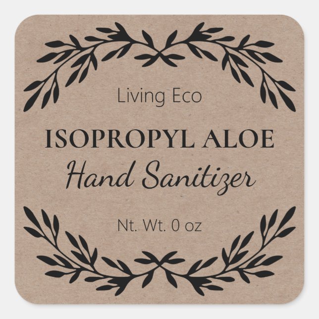 Hausgemachte handanitisierende Kraft-Labels Quadratischer Aufkleber (Vorderseite)