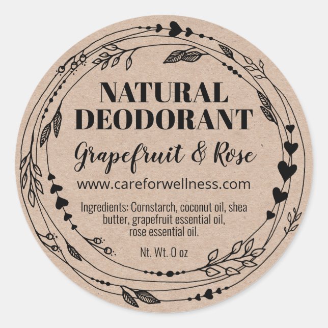 Hausgemachte, handgefertigte Deodorant-Labels Runder Aufkleber (Vorderseite)