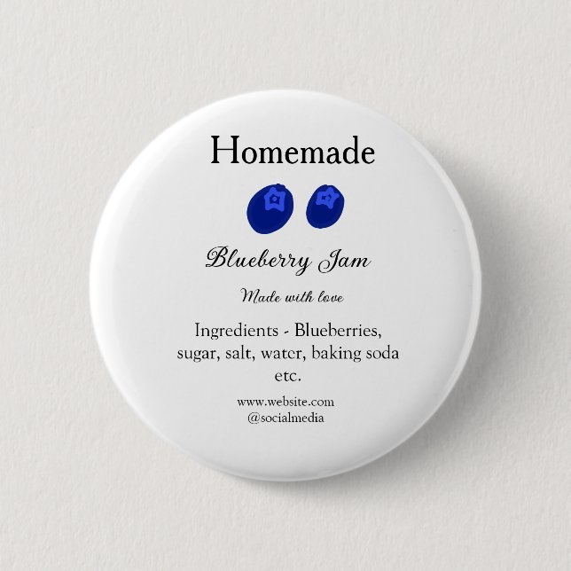 Hausgemachte Heidelbeermarmelade aus Liebe fügen T Button (Vorderseite)