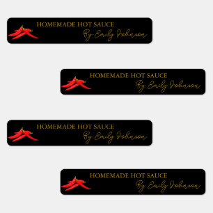 Hausgemachte Hot Chili Sauce Thin Label Etiketten