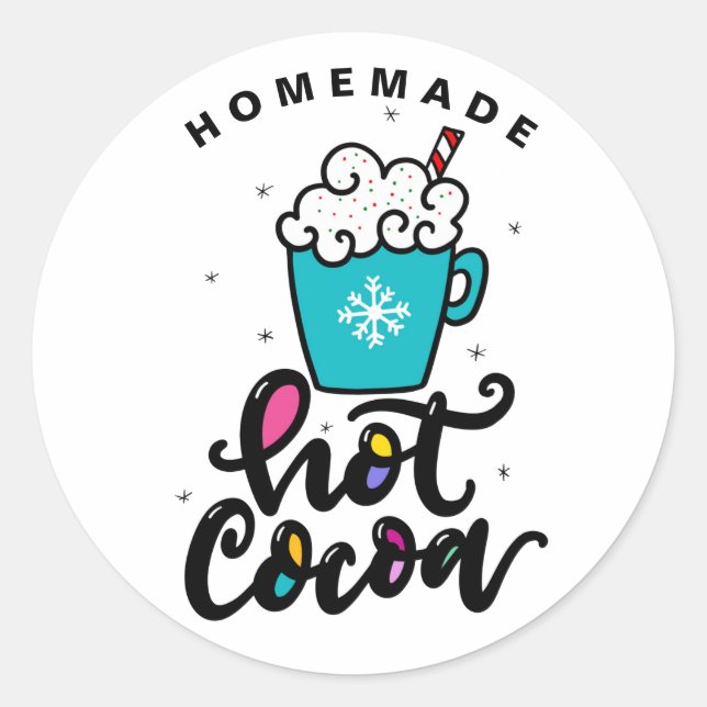 Hausgemachte Hot Cocoa Labels Runder Aufkleber (Vorderseite)