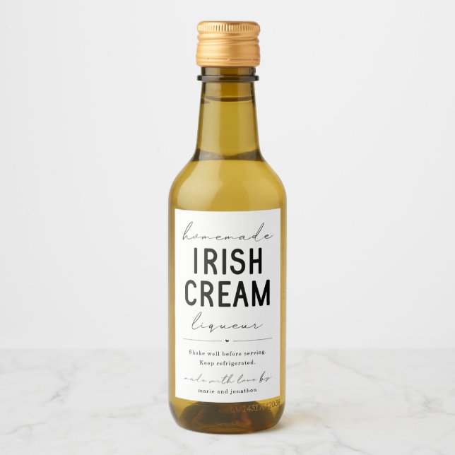 hausgemachte Irish Cream Likör Flasche Etikett (Vorderseite)