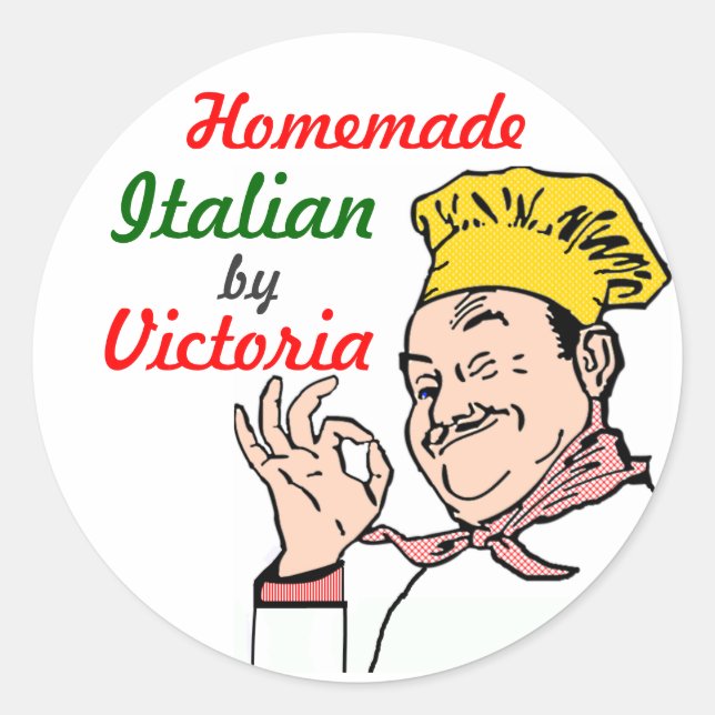 Hausgemachte italienische Koch-Personalize It! Runder Aufkleber (Vorderseite)